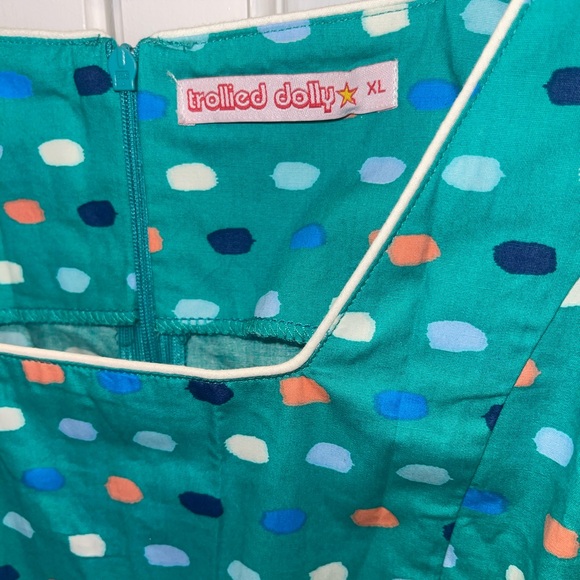 🔥4 for $75🔥 Trollied Dolly Dress Women's Medium Spotted Flare Cotton - Picture 4 of 5